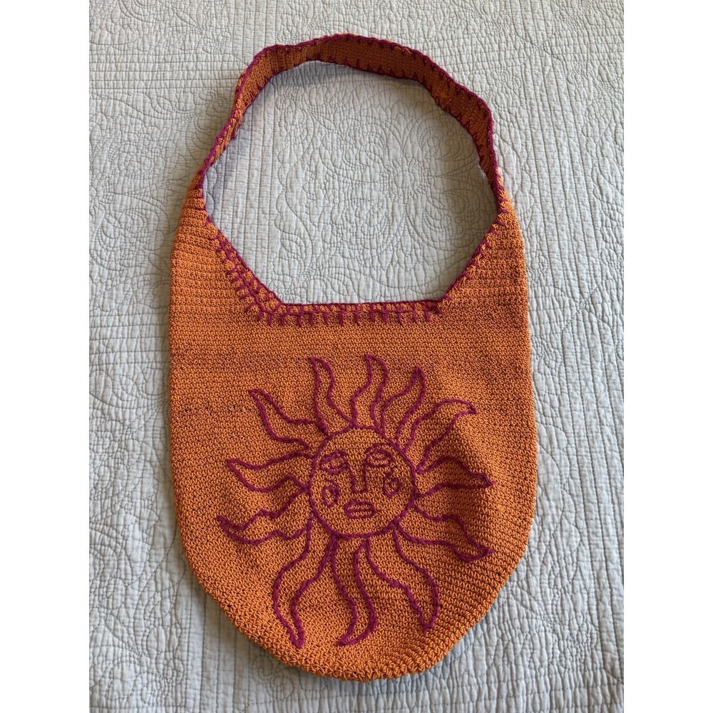 Urban Outfitters Nylon Slouchy Woven Shoulder Bag Sun Crossbody Orange Pink